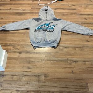 Gray Kids Hoodie with CheerSport sharks logo